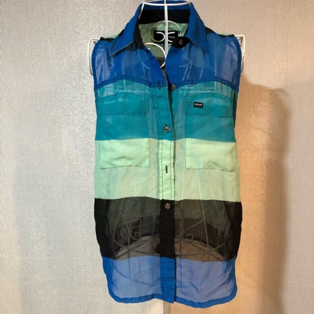 Hurley color block semi sheer sleeveless